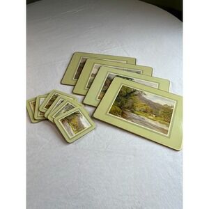 Vintage St Michael Table Mat Coaster Set Marks & Spencer English Countryside Art